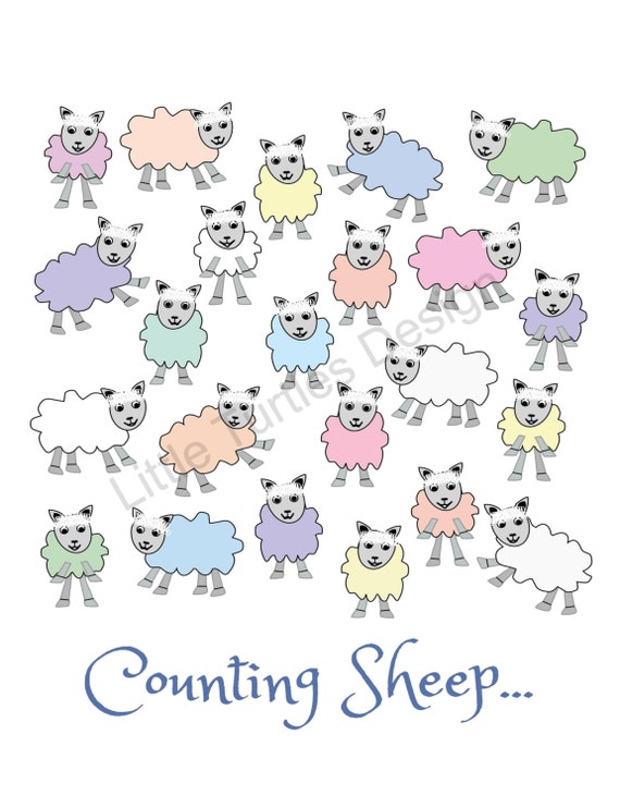 Counting Sheep Print by LittleTurtlesDesign on Etsy