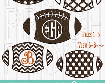 Monogram SVG Files Set of 8 cutting files includes svg/png/jpg formats! Commercial use approved! football svg sports svg monogram football