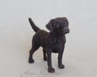 Chocolate Labrador Needle felted personalised dog - pet portarait-animal sculpture- eco friendly art-Collectible artist animals-art doll