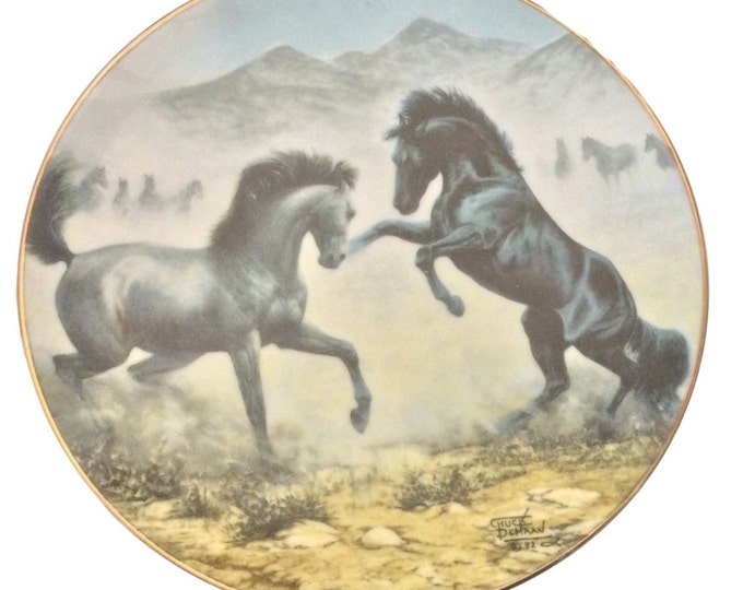 Western Plate, Hamilton Collection Plate, Desert Duel, Unbridled Spirit Horses, Limited Edition Plate, Chuck DeHaan