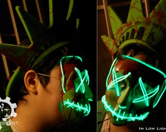Lady Liberty - Purge Election Year - Inspired Costume Mask Replica, Electronic, Runs on Batteries, Perfectly Creepy For Halloween/Cosplay