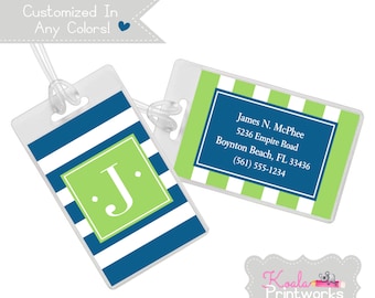 Personalized Luggage Tag - Bag Tag - You Choose the Colors & Personalization Style - Groomsman Gift - Rugby Stripe Pattern