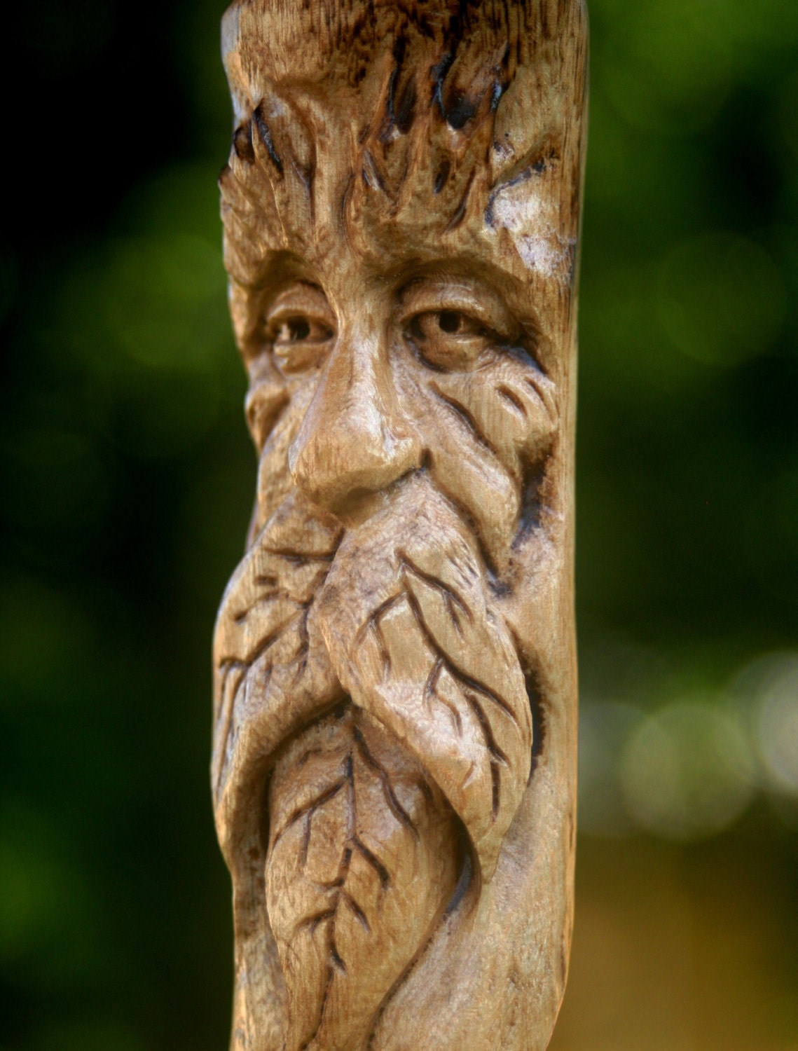 Carved Wood Green Man Carving Gift Ornament Key Chain Talisman