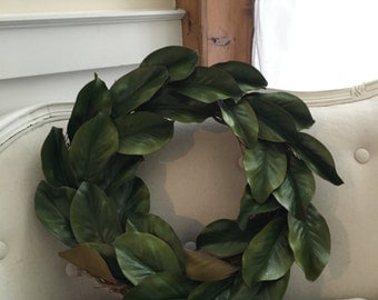 Faux magnolia wreath