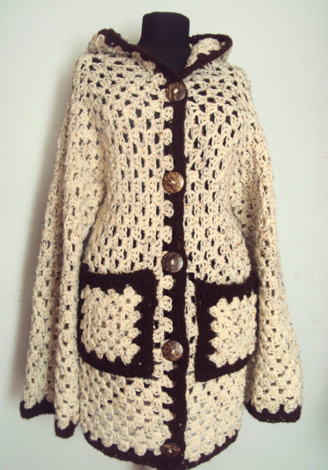 Crochet Hooded Cardigan Crochet Afghan Jacket By Grahamsbazaar