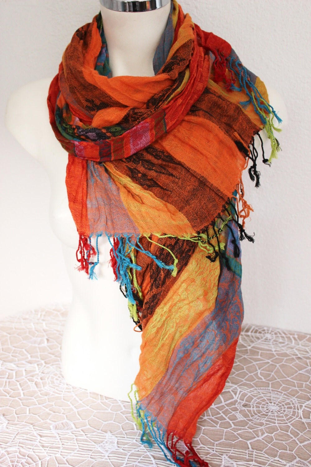 Orange men scarf Ethnic Men scarves Turkish Color scarves 