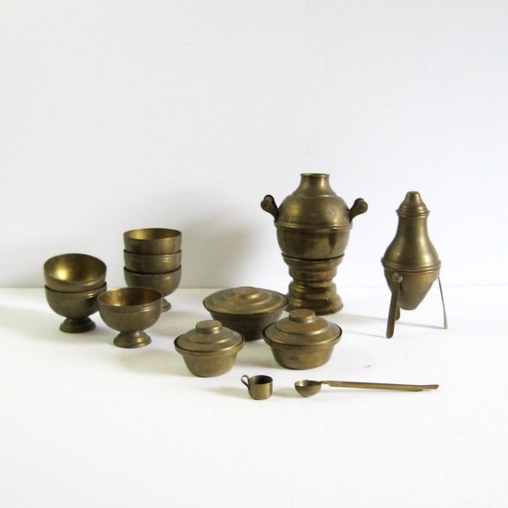  Miniature  Brass  Kitchen  Set  Vintage Brass  Serving Bowls