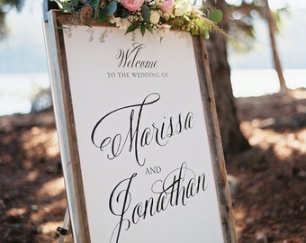 Calligraphic style Wedding Welcome Sign - printable PDF file