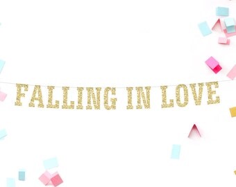 Falling in Love Glitter Banner, Wedding Decor, Fall Wedding, Wedding Reception, Photo Prop, Bridal Shower, Baby Shower, Engagement Party
