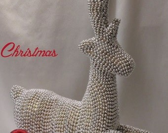 Silver Beaded Reindeer - Christmas Centerpiece - Christmas Decoration -