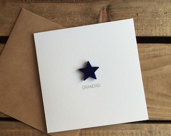Grandad Card with Navy detachable Star magnet keepsake