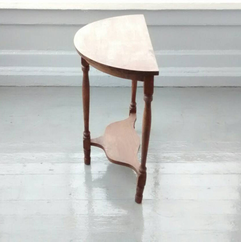 Antique, End Table, Side Table, Sofa Table, Wood, Rustic, Half Moon