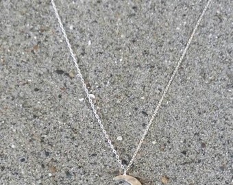 Small Moon Necklace, Crescent Moon, Silver Necklace, Silver Moon, Hammered, Dainty Necklace