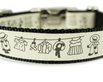 Personalized Dog Collar Engraved Buckle 1" Laundry Day Dog Collar