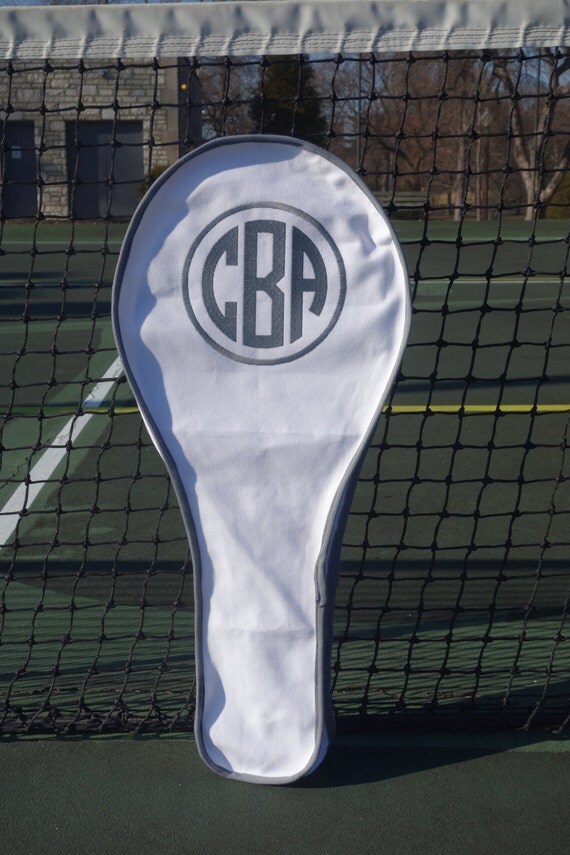 tennis racket cover with circle monogram
