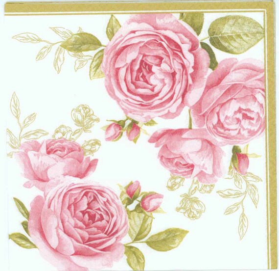 4 decoupage paper napkins pink pastel roses napkins 4 decoupage paper napkins pink pastel roses napkins