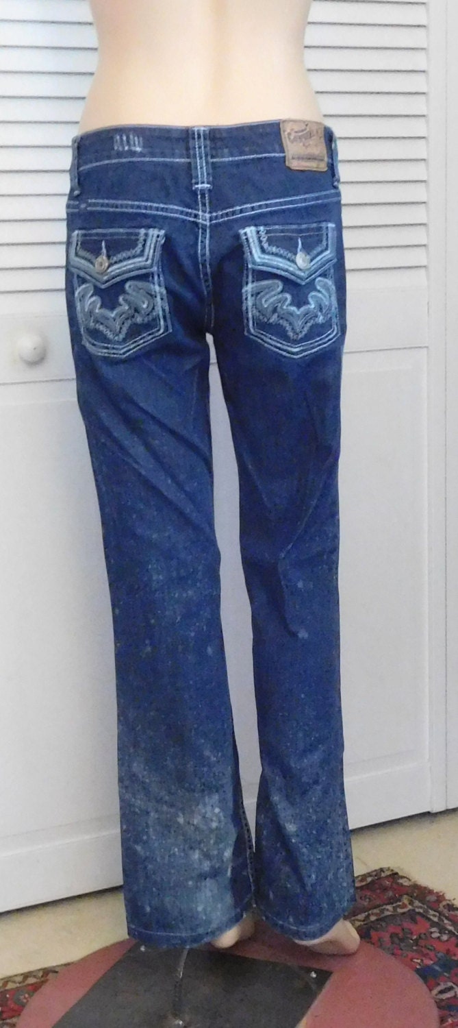 Cowgirl Up Jeans Bleached Splattered Lace Pattern by LandofBridget