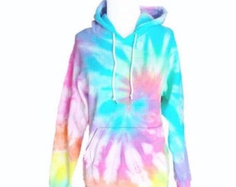 Pastel Tie Dye Hoodie - Pastel Sweatshirt - Hooded Sweatshirt - Rainbow Shirt