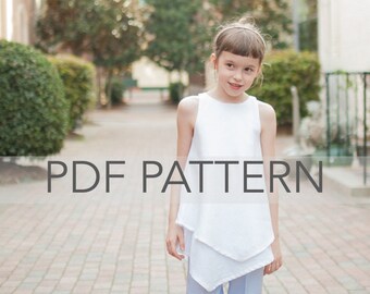 Hazel PDF, girl top pattern, girl pdf, girl pattern, children's pattern, tween top pdf, toddler pattern, girl summer pdf, girl blouse pdf