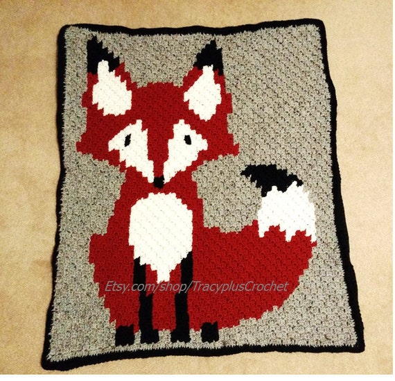 Fox blanket. Crochet Fox blanket. 37x31. by TracyplusCrochet