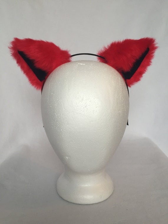 Red Kitty Ears Headband Red Cat ears with black inner color