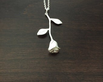 rose necklace, rose pendant, rose jewelry, silver rose necklace, rose, silver rose, flower, flower necklace, gold necklace, necklace