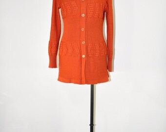 Orange cardigan | Etsy
