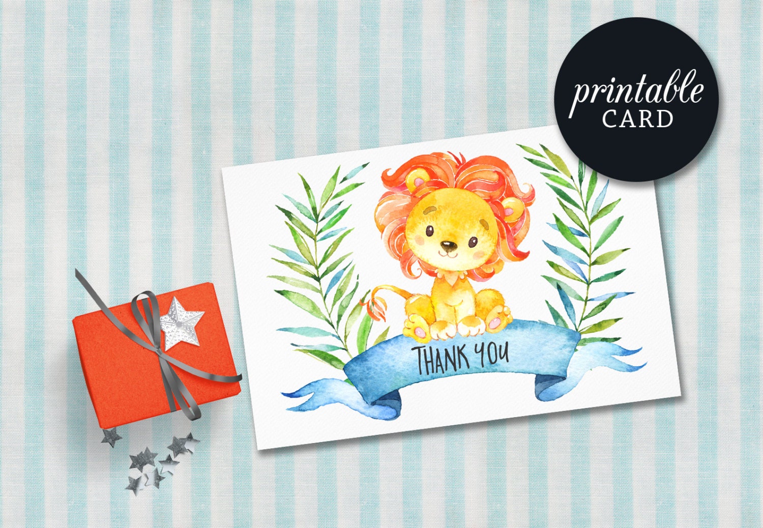 Baby Shower Thank You Card Printable Lion Thank you Card