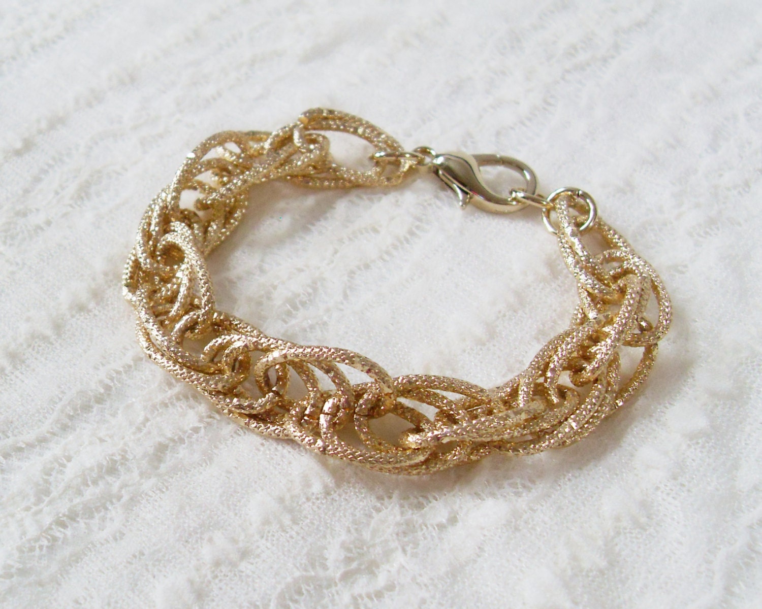 Light Gold Statement Bracelet. A Chunky Light Gold by