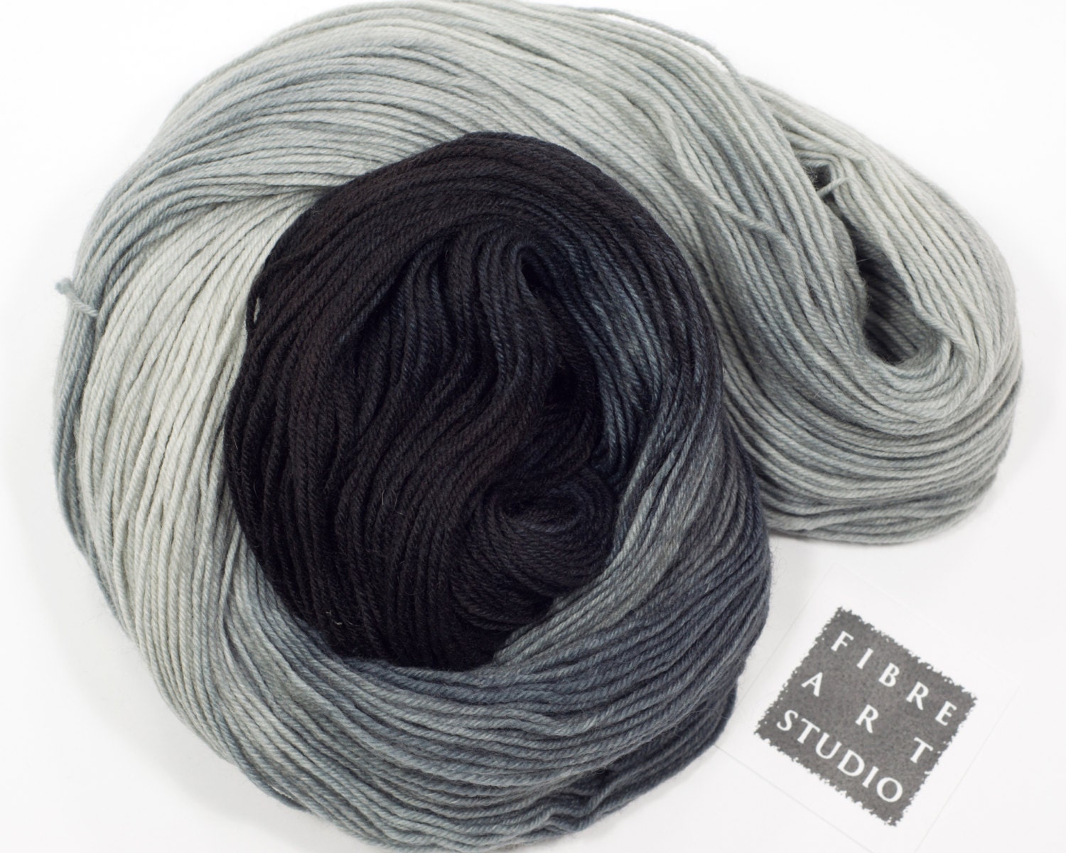 Hand Dyed Sock Yarn Gray and Black Variegated Yarn