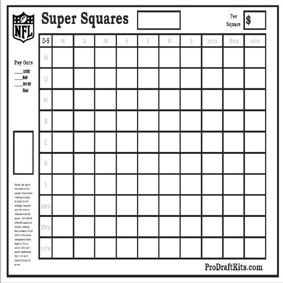 Super Bowl Squares 10 PACK Fantasy Football Weekly Party Game