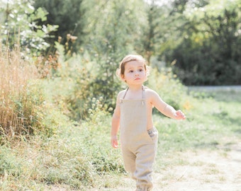 Boys Linen Overalls, Toddler Overalls, Linen Jumpsuit, Linen Romper, Made of 100% Natural Linen, 1st Birthday outfit