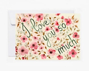 Greeting card, I love you, mother day, postcard, card, stationery, carte, je t'aime, fête des mères,carte de voeux livraison gratuite france