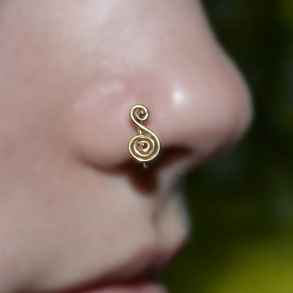 Gold Nose Ring Hoop - Nose Ring - Nose Stud - Rook Earring - Septum Piercing - Tragus Jewelry - Cartilage Earring - Daith Piercing 18g