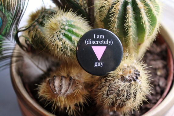 I am (discretely) gay badge, inspired by the film Pride, LGBT pride 32mm pin back badge