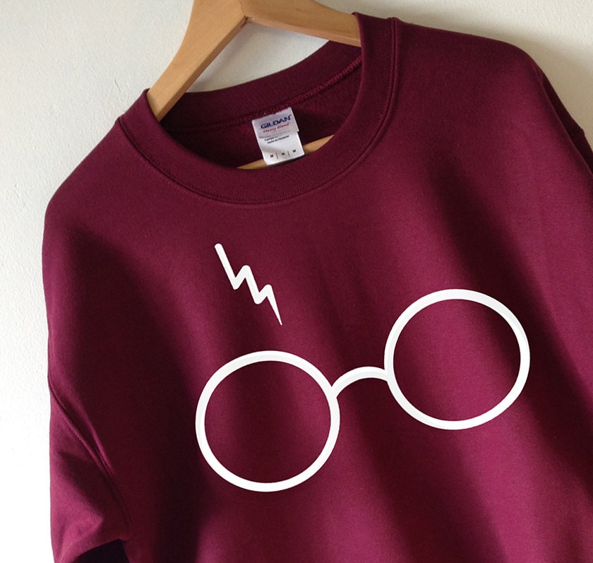 Harry Potter Sweatshirt Lightning Glasses Sweater Crew Neck