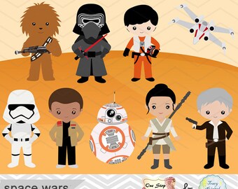 Instant Download Star Wars Clip Art, Digital Star Wars Clipart, Digital Star Wars Clipart, Star Wars Birthday Party Printable 00227