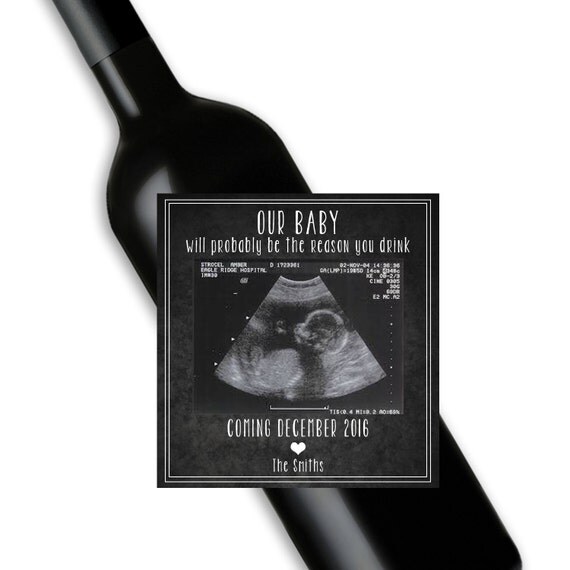 Funny pregnancy announcement wine bottle label pregnancy