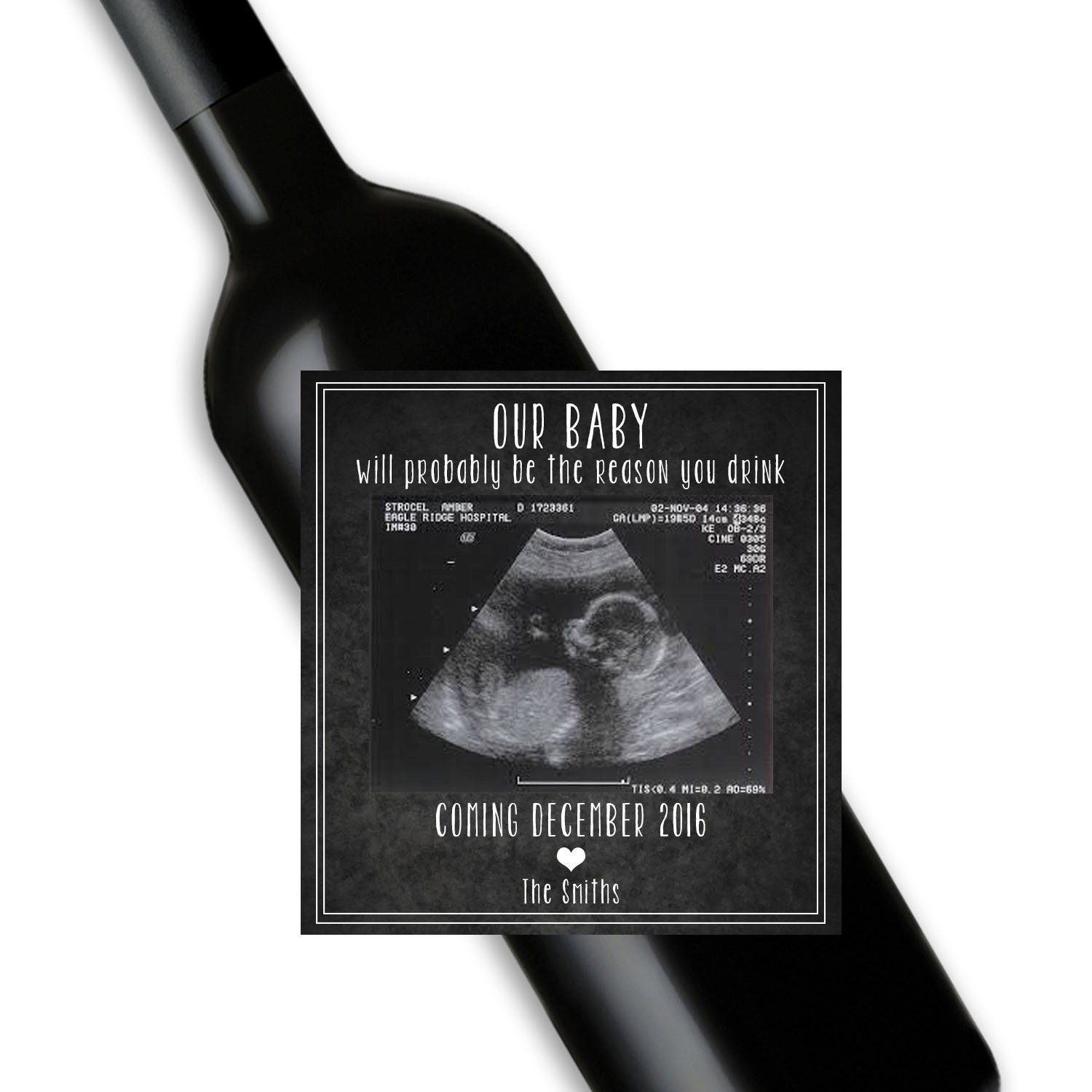 Funny pregnancy announcement wine bottle label pregnancy