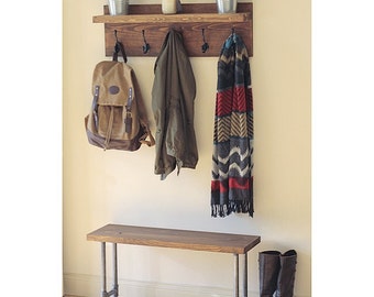 Rustic Industrial Bench, Pipe Leg Bench, Wooden Bench, Rustic Furniture, Industrial Furniture, Entryway Bench, Gifts for Him, Loft Bench