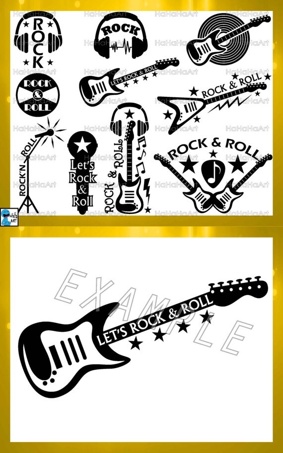 Let's Rock and Roll Monogram Cutting Files Svg Png Jpg