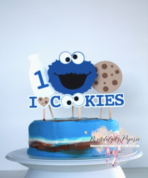 Cookie Monster cake topper Milk and Cookies Cookie Monster