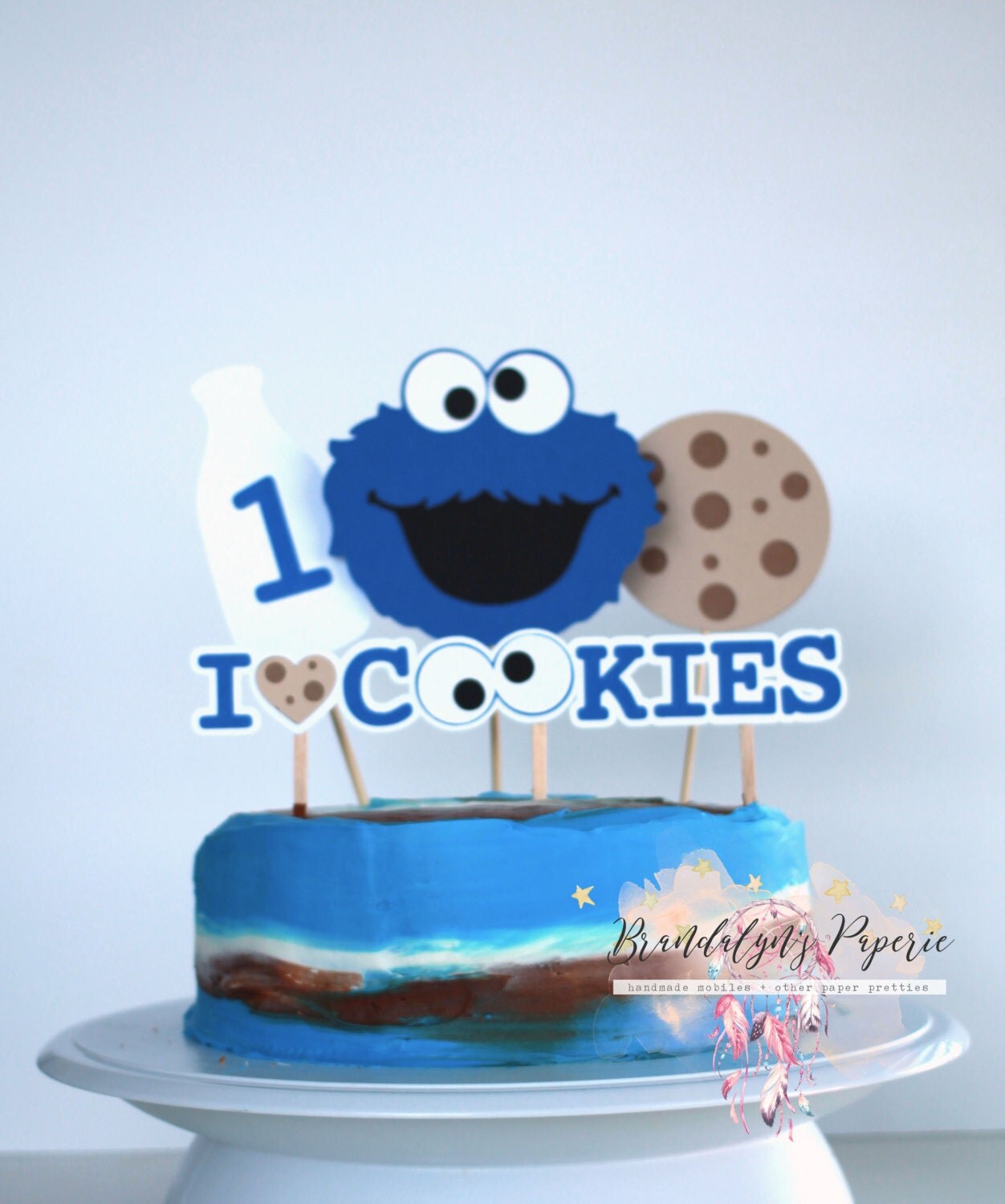 Cookie Monster cake topper Milk and Cookies Cookie Monster