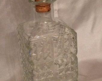 Clear Glass Liquor Bottle, scotch decanter, whiskey bottle, glass decanter, liquor