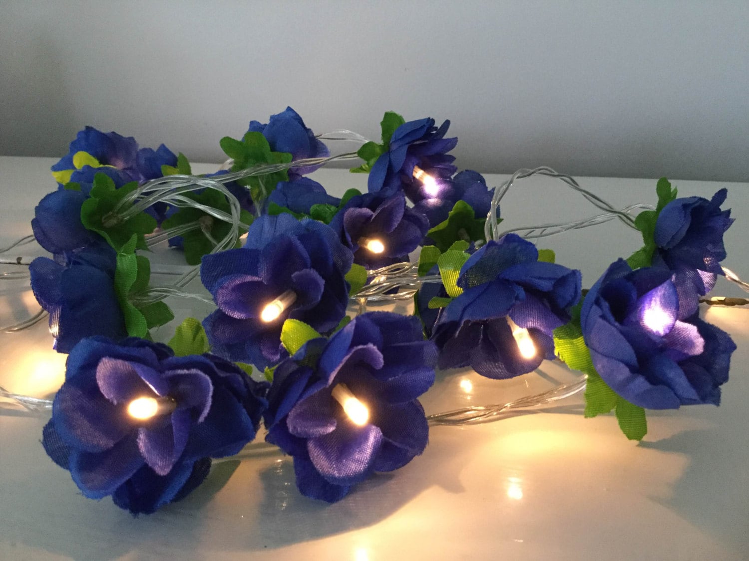 Royal blue rose fairy lights Flower string lights Rose