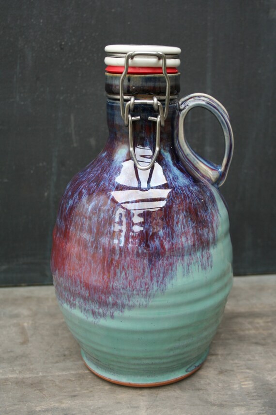 Handmade Pottery Beer Growler Ceramic 64 oz Growler Great