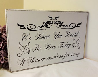 Memorial Sign Plaque, We Know You Would, Be Here Today, If Heaven, Wasn't So Far Away, Sentimental Verse, In Loving Memory, A4 050B