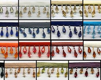 50% Off Sale! Beaded Fringe Trim Sale in Over 50 Colors. Free Samples Available. Now Only 3.35 a Yard.