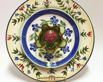 Glass Flower - Garden Art - Plate Flowers - Art Flowers - Glass Flowers - Dish Flowers - Outdoor Decor - Garden Decor - Home Decor