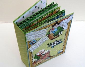 Handmade Memory Album. Scrapbook Album. Photo Book. Kids Photo Journal. Mother Goose Book. Graphic45 paper. Smashbook or Journal. Children